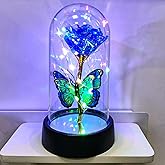 YXOTJHS Glass Rose in Glass Dome, Light Up Flower, Eternal Roses - Valentines Day Gifts for Her, Mothers Day Roses Gift for Mom, Womens Gifts for Christmas - Galaxy Rose, Birthday Gift