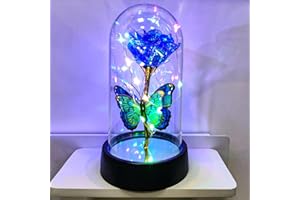 YXOTJHS Glass Rose in Glass Dome, Light Up Flower, Eternal Roses - Valentines Day Gifts for Her, Mothers Day Roses Gift for Mom, Womens Gifts for Christmas - Galaxy Rose, Birthday Gift