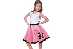 FAYBOX 50s Outfit for Girls,Girls Poodle Skirts 50s Costumes for Halloween