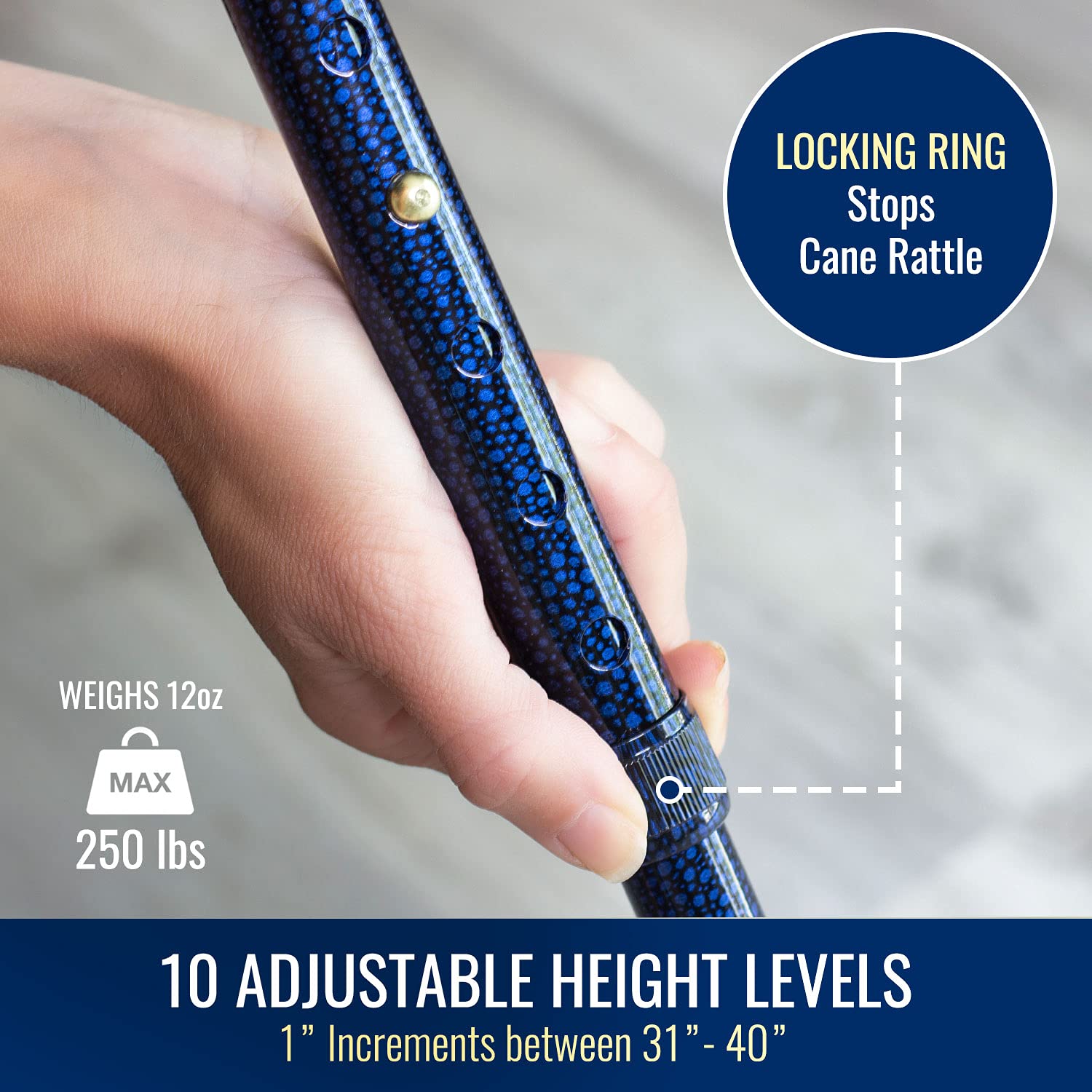 DMI Lightweight Aluminum Adjustable Walking Cane with Derby-Top Handle for Men and Women
