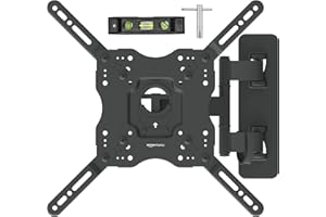 Amazon Basics Full Motion Articulating TV Monitor Wall Mount for 26" to 55" TVs and Flat Panels up to 80 Lbs, Black