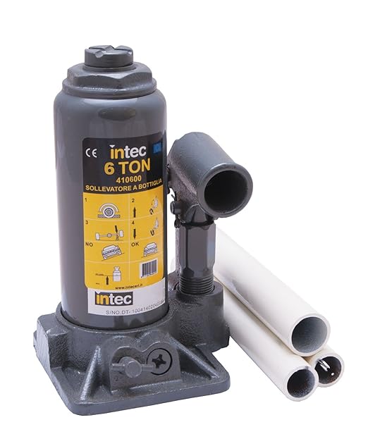 title=Intec 410600 Sollevatore Idraulico a Bottiglia da 6 ton