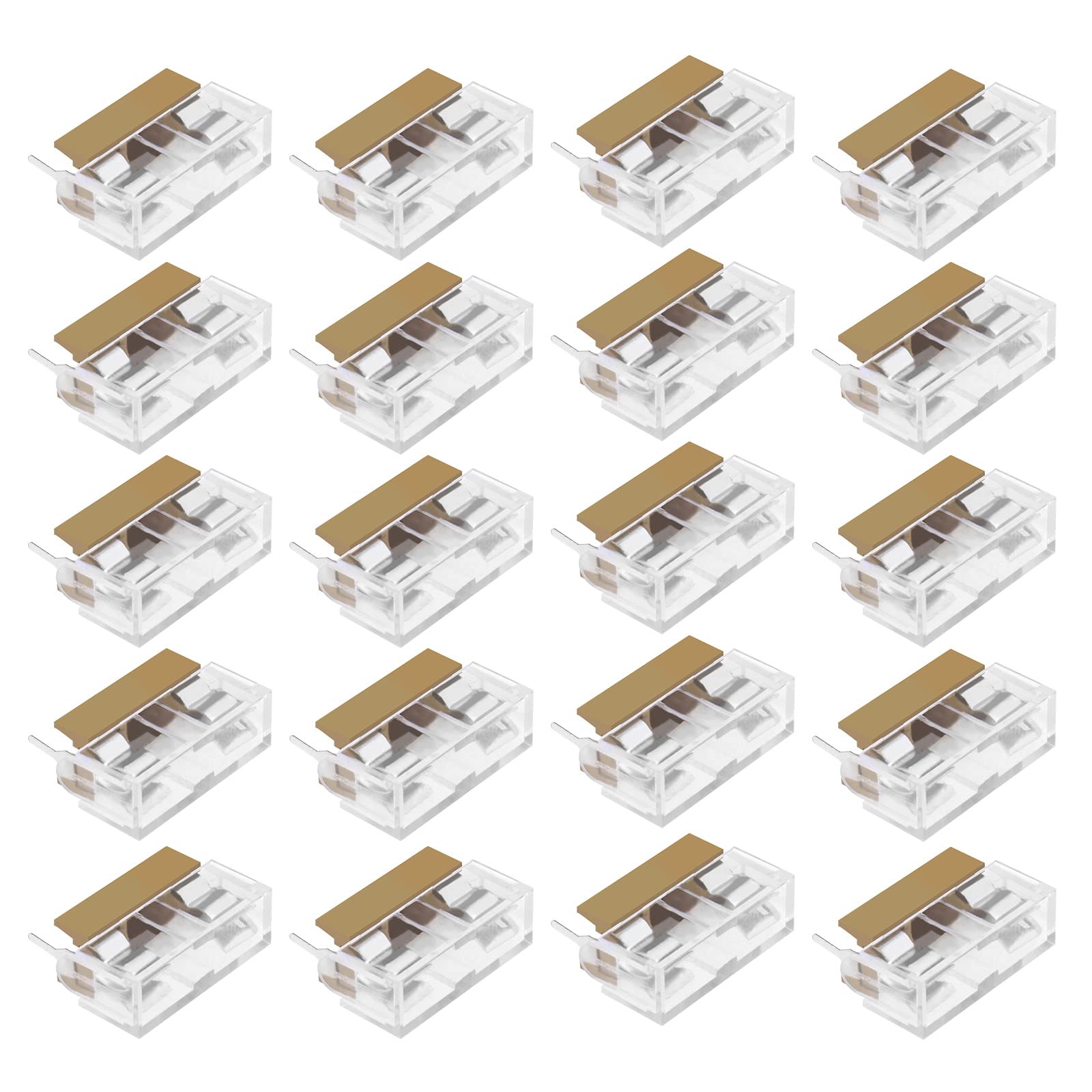 ECSiNG 20PCS PCB Fuse Holder with 20PCS Transparent Cover Dual Terminals 250V 6A 5x20mm Fuse PCB Panel Mount Holder Case 23.5mm Pin Pitch