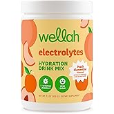 Wellah Electrolytes Powder (Peach Clementine) 50 Servings - Hydration Drink Mix, 7 Vitamins & Minerals, Zero Sugar