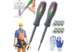 GAVOSY 2-in-1 High Torque Strong Magnetic Screwdriver Electricity Detector, High Torque Alloy Dual Light Color Light Measuring Electric Pen, Magnetic Screwdriver & Tester Pen, for Electrician Tools(2Sets)