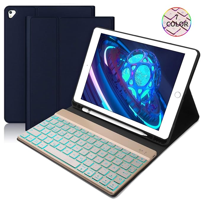 BORIYUAN Hülle mit Tastatur für ipad 2018 (6th Gen), iPad 2017 (5th Gen), iPad Air 2/1, iPad Pro 9.7 - Magnetischen Schlaf/Wa