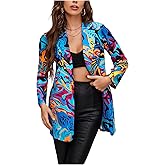 Floerns Women's Casual Long Sleeve Graphic Colorful Blazer Work Suit Jackets