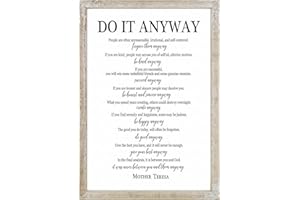 LUZHIQIANG Do It Anyway Wall Art Decor 24x16 Inch Mother Teresa Quotes Modren Office Inspirational Sign Soild Wooden Framed Farmhouse Home Motivational Bedroom Wall Hanging Gift (White)