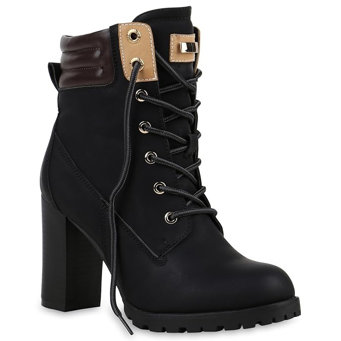 Stiefelparadies Damen Stiefeletten Worker Boots Flandell