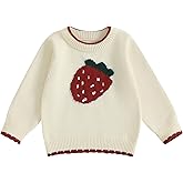 Toddler Strawberry Sweater Baby Girl Knit Top Long Sleeve Cherry Sweater Knitted Pullover Infant Fall Winter Outfit