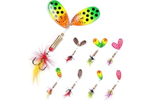 wondersee Fishing Spinners Trout Lures for Rivers Rainbow Trout Baits Pulsating Hackle Tail, Pack of 8