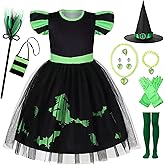 RuuYiicoco 10 Pcs Halloween Black Witch Costume for Girls Pink Dress for Kids