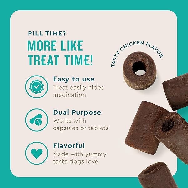 VETIQ PILL TREATS ADVANCED FORMULA FOR DOGS, CHICKEN FLAVOR SOFT CHEWS, MADE IN THE USA, 30 COUNT
