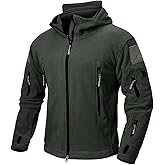 NAVEKULL Men's Tactical Hoodie Fleece Jacket Winter Warm Full-Zip Military Army Outdoor Hiking Coat with 7 Zip-pockets