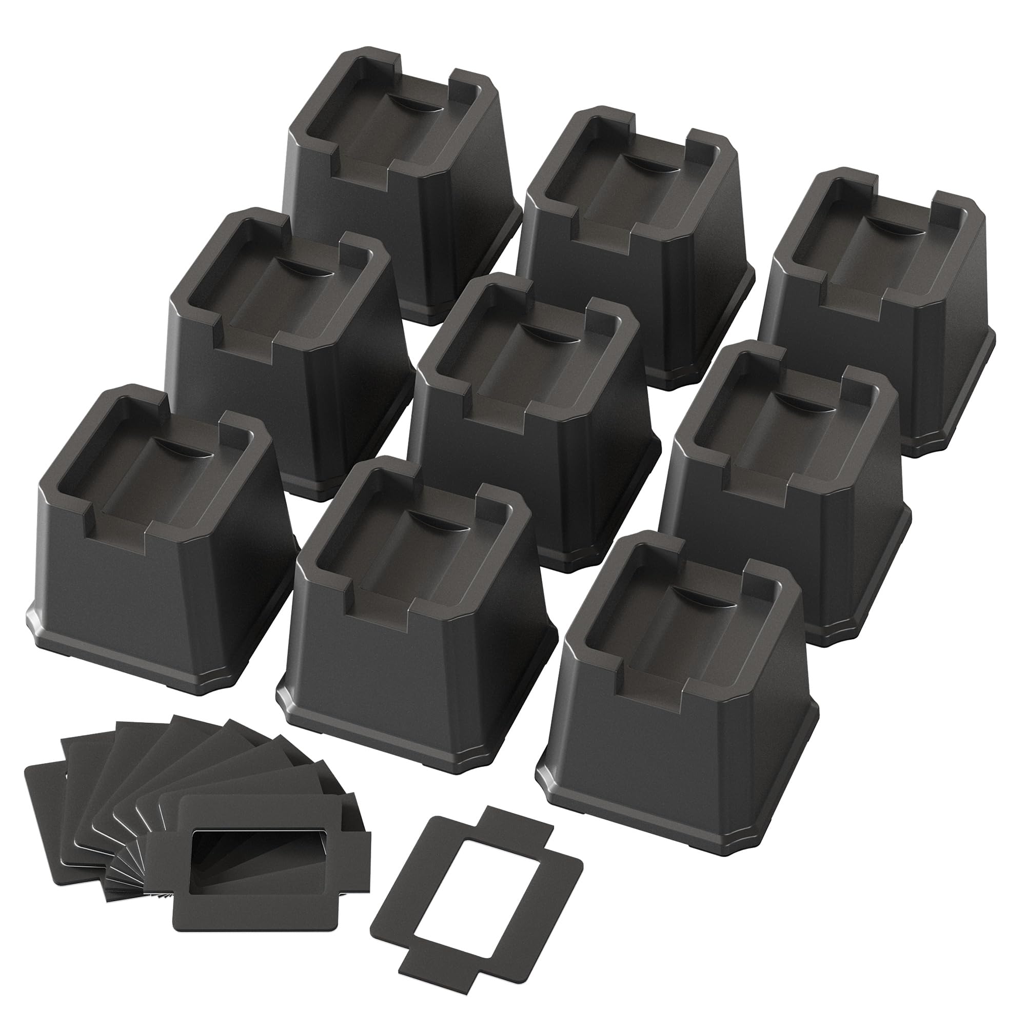 Lutown-Teen Bed Risers 3 inch Heavy Duty Set of 9 Pack Furniture Risers for Wheels of Sofas, Chair Risers Sofa Risers Table Risers, Black