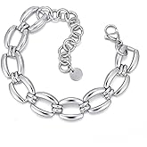 Chunky Gold Bracelets for Women - 18K Gold Plated Cuban Link Bracelet, Stainless Steel Non-tarnish Personality Thick Chain Trendy Jewelry Gifts, Christmas Valentines Prom Birthday Gift for Girlfriend