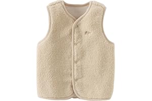 DAVE&BELLA Toddler Vest for Girls Boy, Sleeveless Reversible Sherpa Fleece Vest Fall Winter Button Down Waistcoat Outerwear