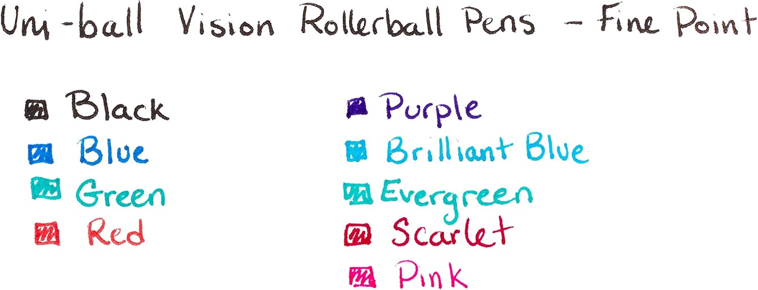 uni-ball Vision Rollerball Pens, Fine Point (0.7mm), Blue, 12 Count: Office Products