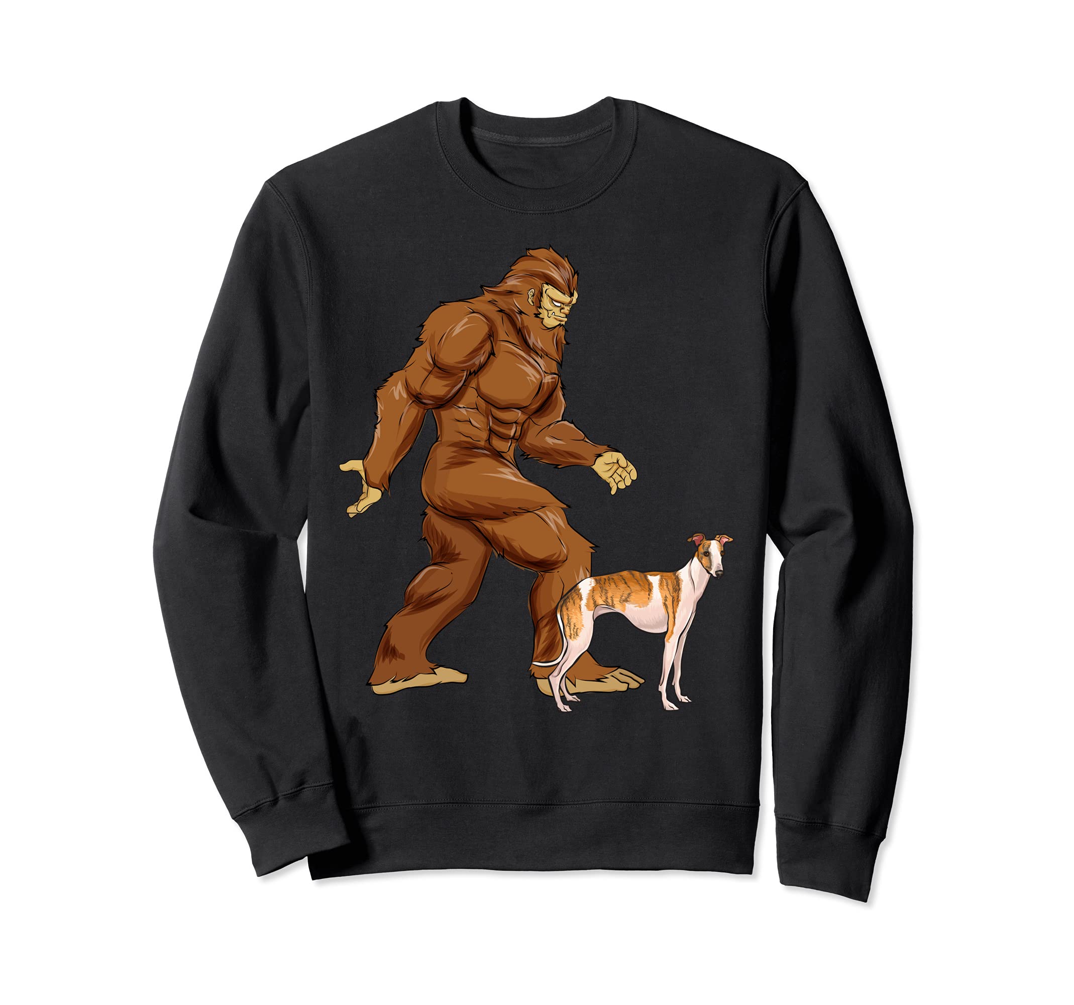 Funny Bigfoot Walking Whippet Sasquatch Dog Sweatshirt
