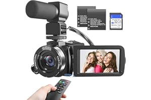 MURAUX Video Camera 6K Camcorder Vloging Camera for YouTube 18X Digital Zoom 3.0“ Touch Screen WiFi Camera with Microphone, 2.4G Remote Control, 2 Batteries & 32G SD Card
