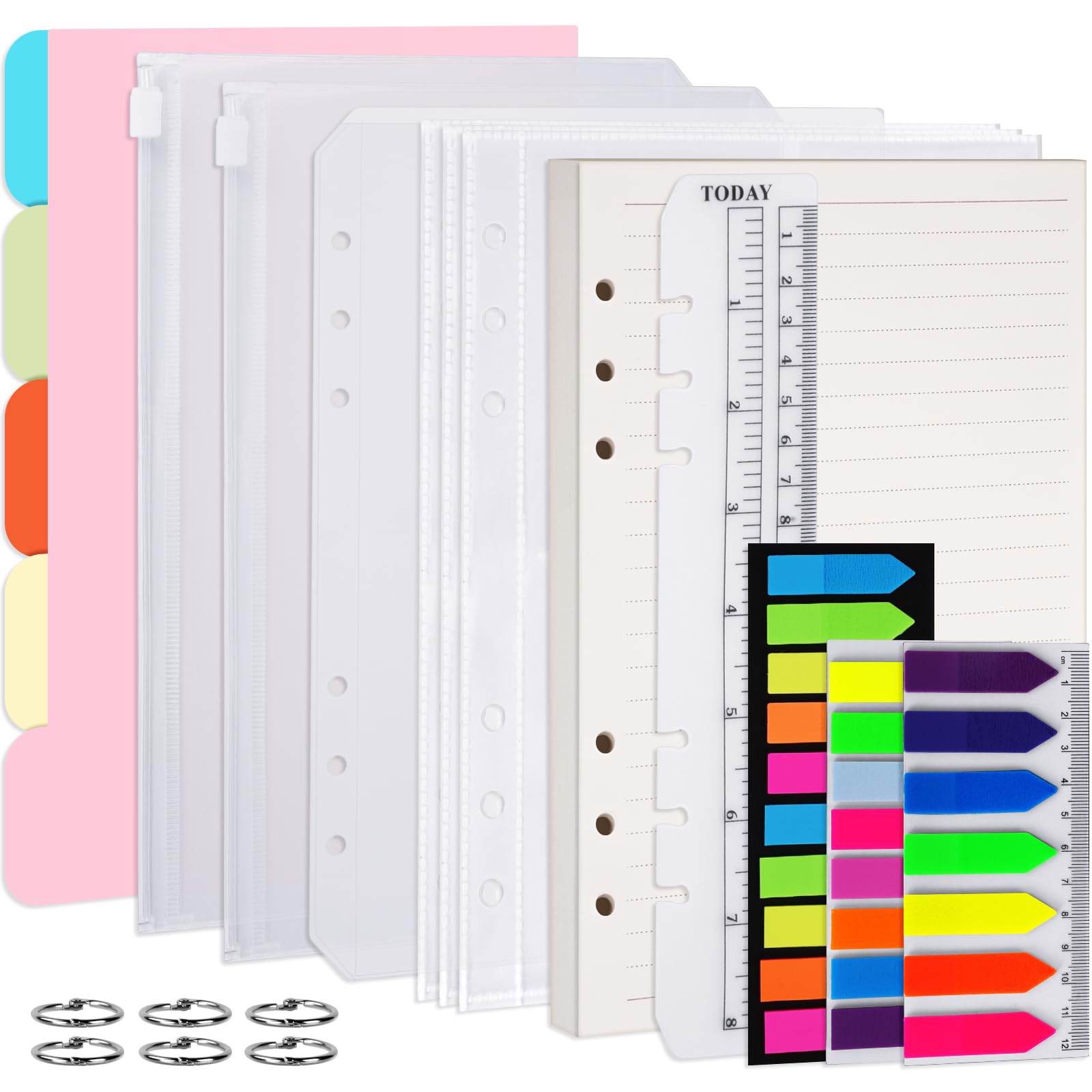 Vicloon 115pcs A5 Loose Sheets Set, 6 Holes Blank Paper Refills, Lined Paper Refill for A5 Bullet Notebook Refillable Journal Diary