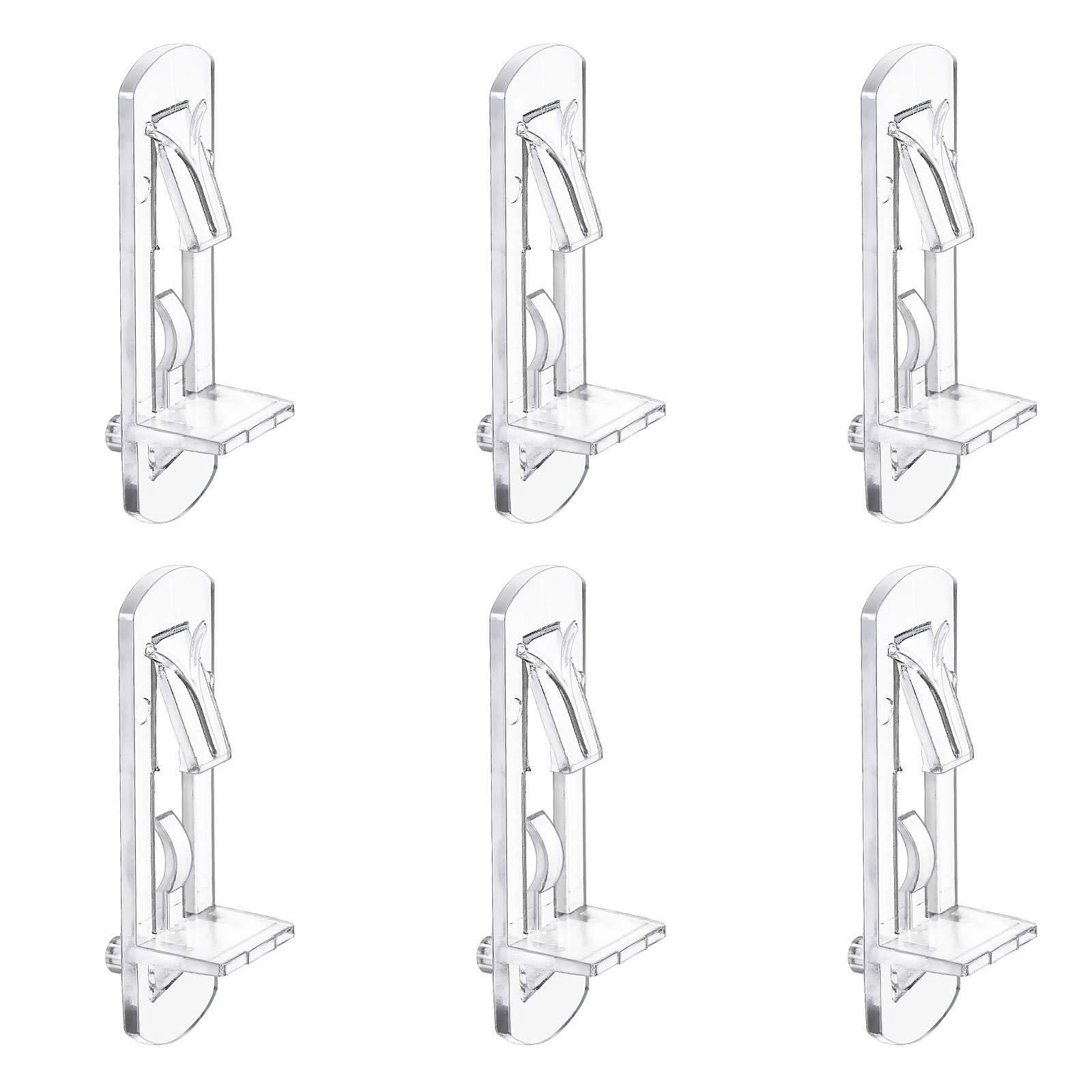 INCREWAY 30 Pack Clear Plastic Cabinet Shelf Pegs, Self-Locking Bracket Clips for Supporting Furniture & Kitchen Bookcases, Fits 5mm Diameter Hole & 20mm Thick Shelf