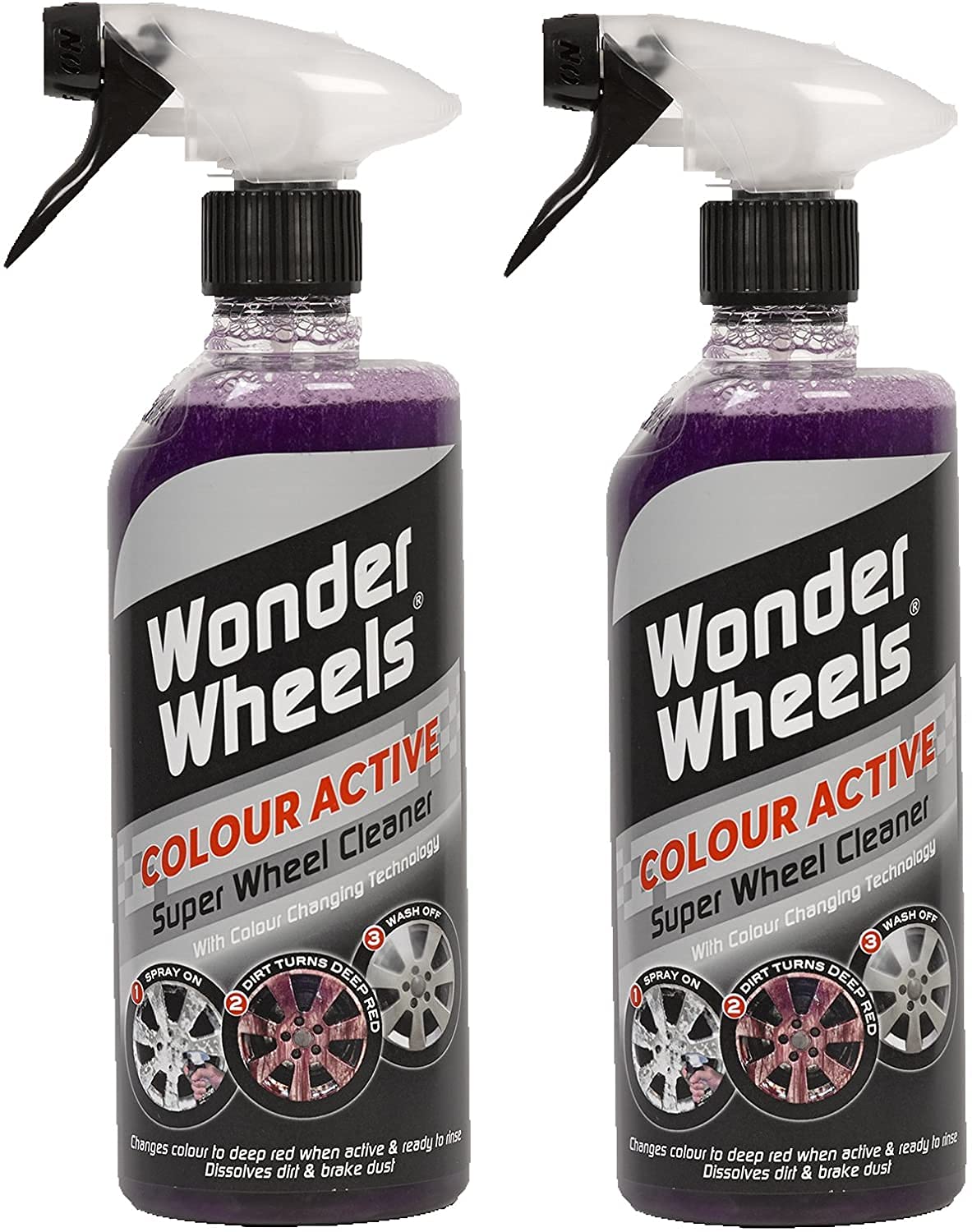 Wonder Wheels Colour Active Wheel Cleaner 600 ml Pack of 2 - Colour Activated Wheel Cleaner