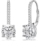 CiNily Round Cut Drop Dangle Earrings for Women Hypoallergenic, Multi-color Cubic Zirconia Earrings Diamond Dangle Earrings Jewelry Gifts for Mothers Day 14K White Gold, Yellow Gold, Rose Gold