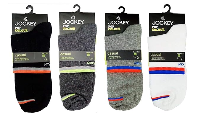 Jockey Men's Ankle Length Socks (Multicolour) - Pack of 4