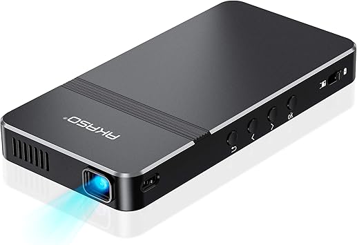 Amazon Com Akaso Mini Projector Pocket Sized Dlp Portable Projector 50 Ansi Lumens Video Projector Support 1080p Hdmi Input Built In Rechargeable Battery Stereo Speakers And Remote Control Movie Projector Electronics