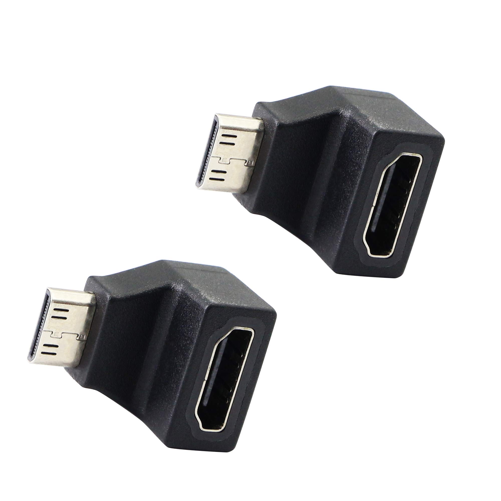 PNGKNYOCN Mini HDMI Adapter,Right Angle Upward Bend HDMI C Type Male to HDMI A Type Female Coupler Connector, Support 4K 1080P, KANGPING for Cameras, Computers, Projectors(2-Pack)