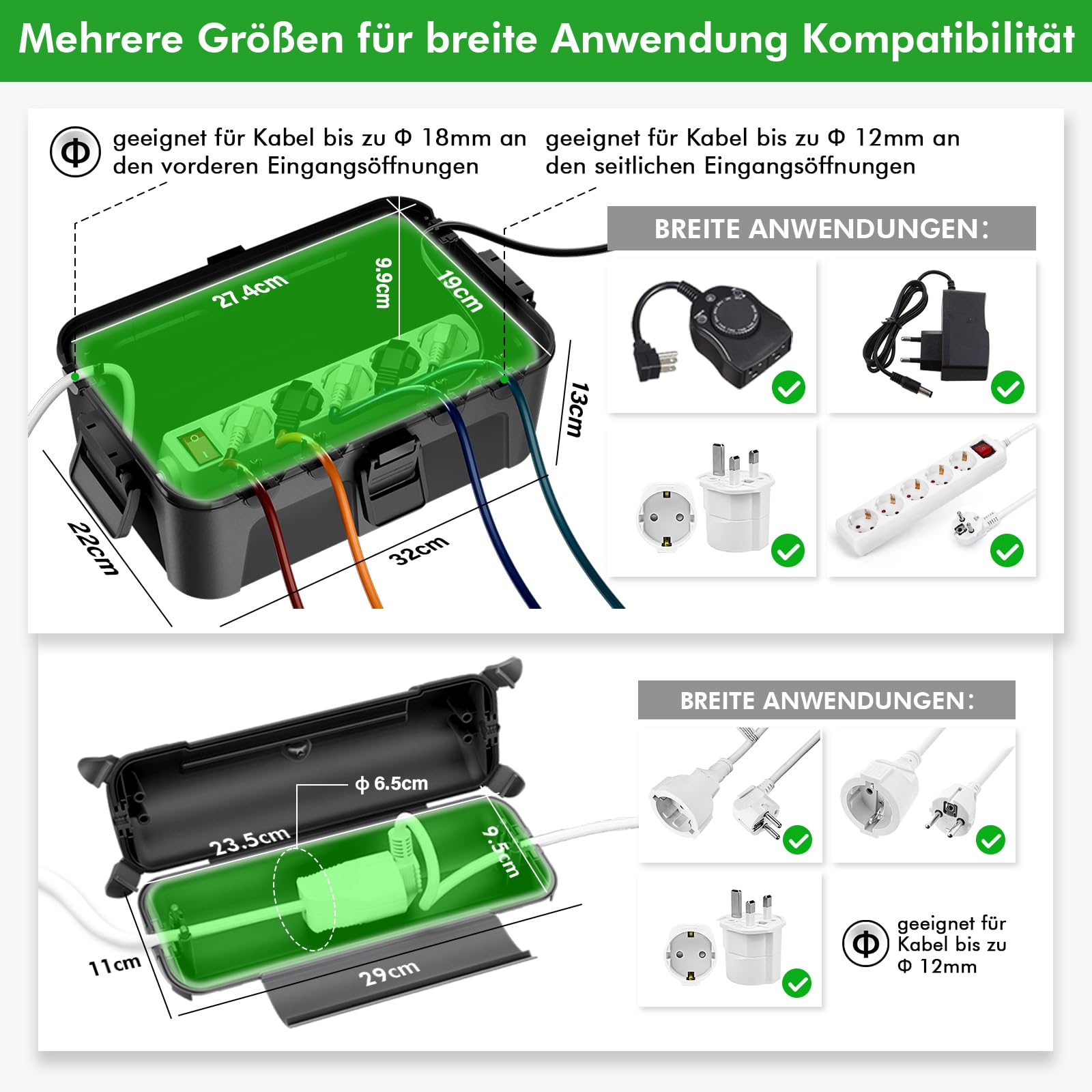 RESTMO Wasserdichte Kabelbox Outdoor, Steckerschutz für Verlängerungskabel 4