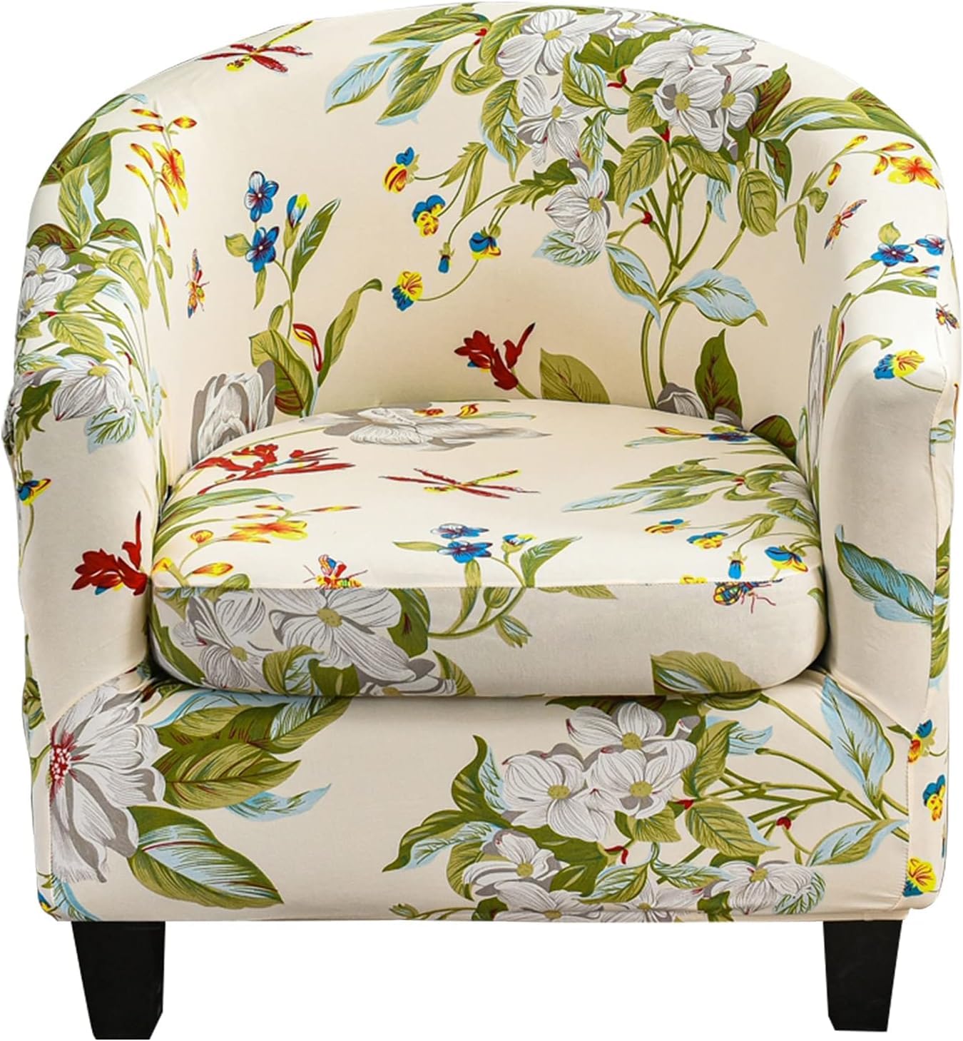 2 Piece Tub Chair Cover Set - High Stretch Printed Soft Club Slipcovers for Dining Living Room Cafe Bar Office Reception (Print 28)