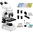 SVBONY SV605 Compound Binocular Microscope for Students, 80X-1600X,Two-Layer Mechanical Stage Microscope, Dual LED Illumination, Microscope Kit for Adults Home Education School Lab