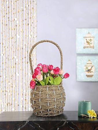 Buy Tied Ribbons Decorative Wall Hanging Flower Vases With Flowers