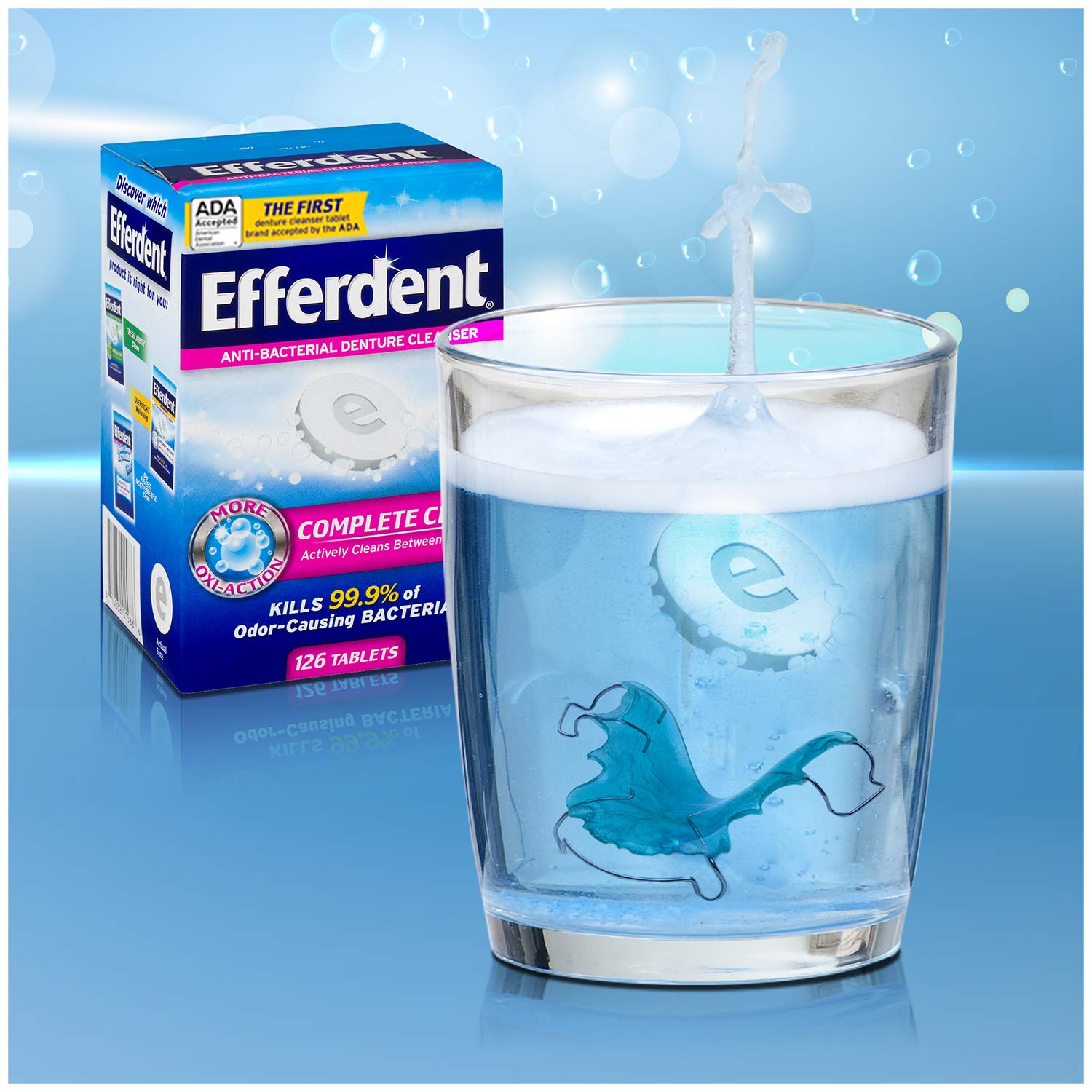 Efferdent Denture Cleanser Tablets, Complete Clean, 126 Tablets: Health & Personal Care
