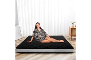 SUNYRISY Japanese Floor Mattress Futon Mattress, Thicken Roll up Sleeping Mattress Tatami Mat Floor Bed, Foldable & Portable Camping Mattress with Storage Bag, Twin Full Queen