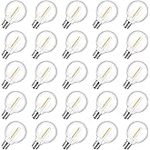 GvvooHome 25 Pack G40 LED Replacement Light Bulbs, Waterproof Clear Globe Light Bulb E12 Screw Base for Outdoor String Lights, Patio Cafe Décor, Dimmable, Warm White