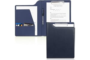 Naturetouch Portfolio Organizer, Padfolio with clipboard and Pen Holder for Interview/Legal Document, Letter Size Writing Pad and File Folders and 2 Pockets for Business Card/Note/Cash -Blue