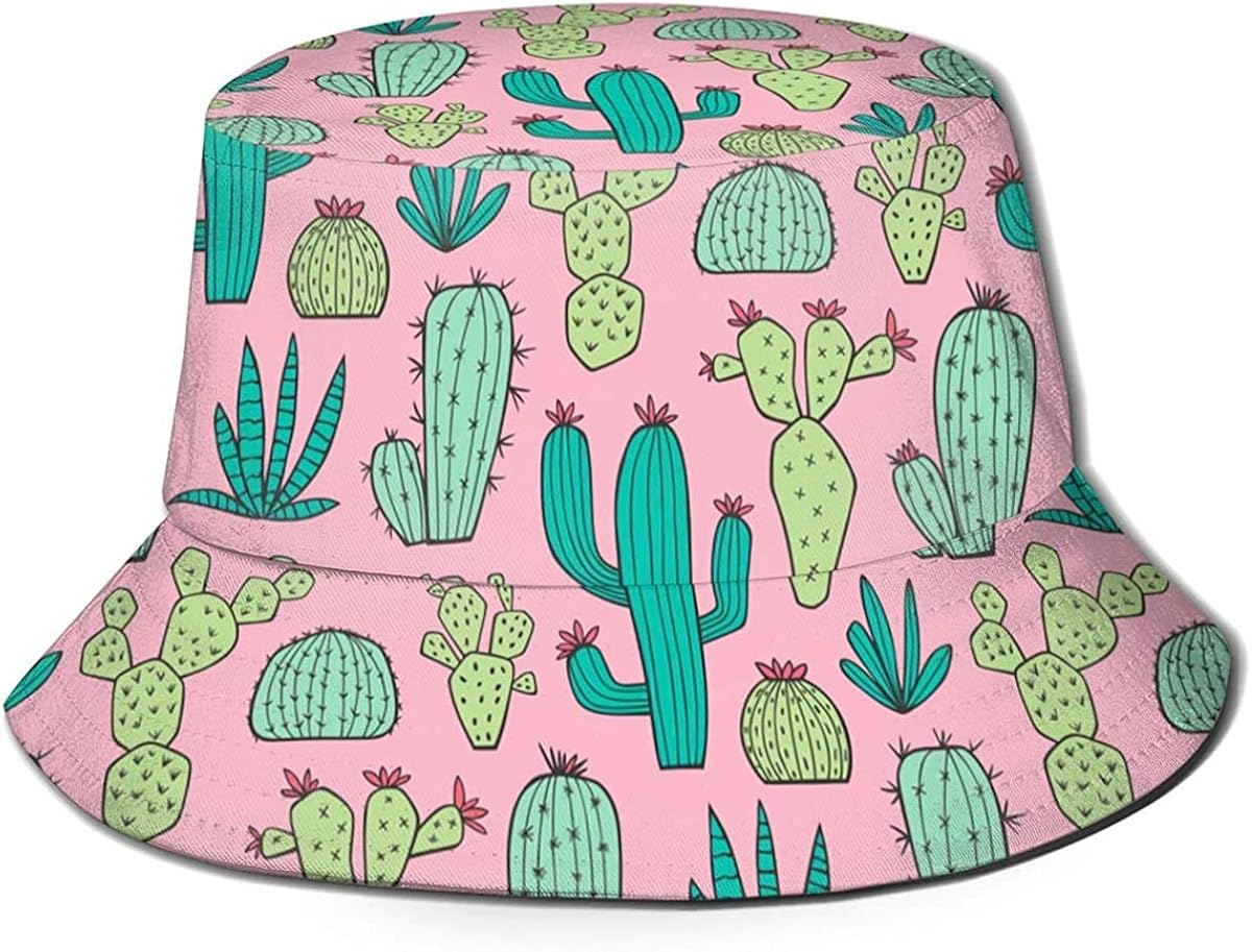 Unisex Cactus Travel Bucket Hat Summer Fisherman Cap Sun HatCactus at