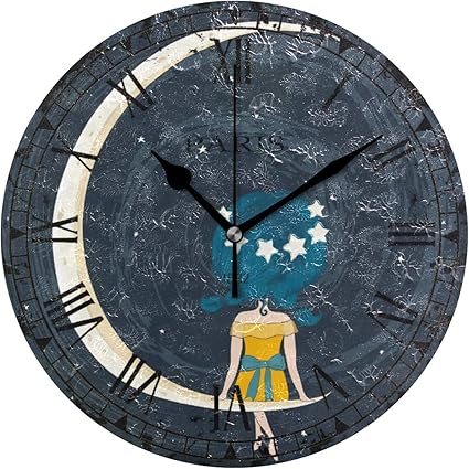 Lsdindf 1882 Paris Moon Women Start Sky Antique Kitchen Wall Clock