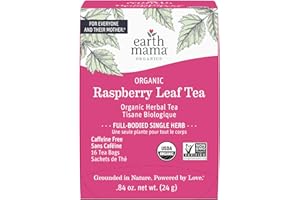 Earth Mama Organic Raspberry Leaf Herbal Tea, Labor Tonic and Menstrual Support Tea, Caffeine Free Tea, 16 Tea Bags