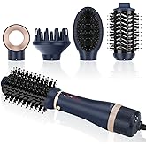Hair Dryer Brush Set, IG INGLAM 4 in 1 Blowout Brush, Negative Ion Detachable Hair Dryer & Styler Volumizer Hot Air Hair Dryer Brush with 2 Styling Brush Heads, Prussian Blue