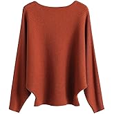 GOLDSTITCH Boat Neck Batwing Sleeves Dolman Knitted Sweaters and Pullovers Tops for Women