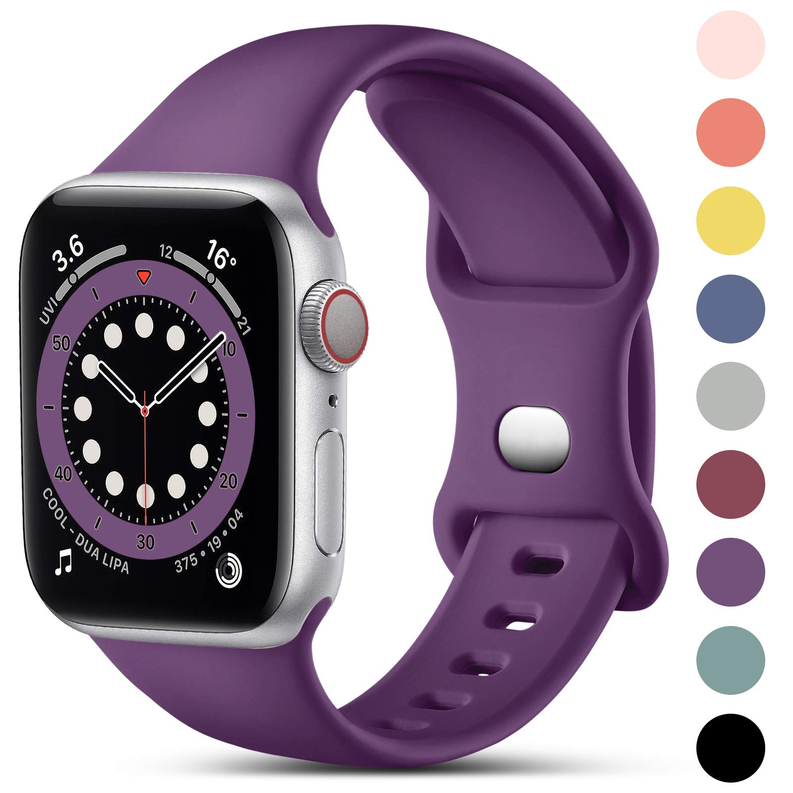 CeMiKa Compatible with Apple Watch Strap 38mm 40mm 41mm 42mm, Silicone Sport Band Replacement Straps Compatible with Apple Watch Series 11 10 9 8 7 6 5 4 3 2 1 SE SE3/iwatch Strap, Women Men, Plum