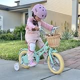 Glerc 12 Inch Kids Bike Mint Green with Basket Stabilisers Bell 3-5 Years view 6