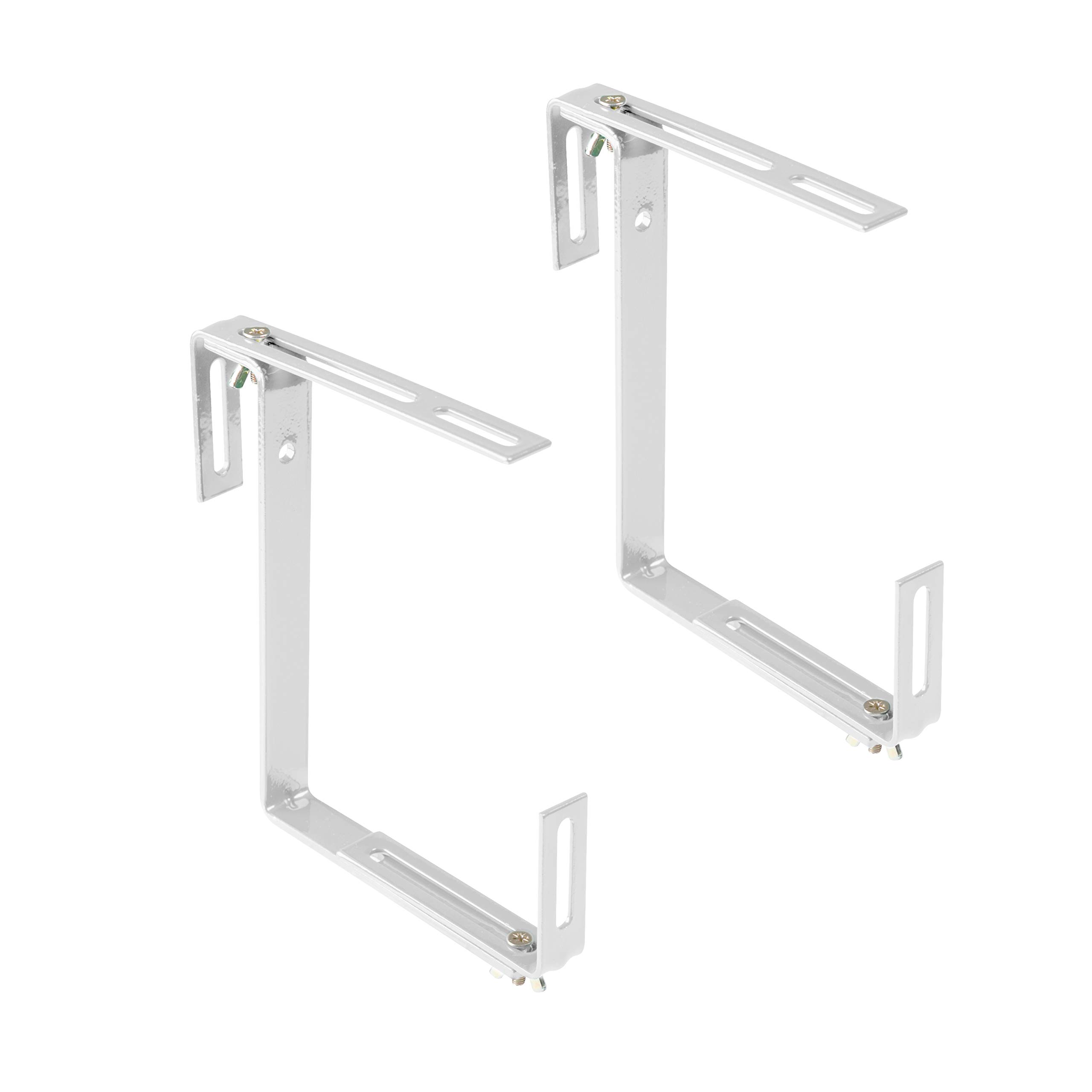Xclou Window Box Brackets in White - Flower Box Holder for Mounting on Balconies, Windowsills, or Fences - 2-Fold Adjustable Balcony Brackets