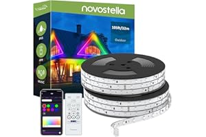 NOVOSTELLA Rope Lights Outdoor, RainbowColor WiFi 105 FT (52.5x2) Smart RGB IC Music Sync LED Strip Light, Color Changing Tape Exterior RGB Lighting Kit, for Garden Decorative Party, 24V IP65
