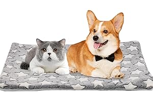 MXNSEWR Ultra Soft Self Warming Cat Bed, Large Cat Mats for Cats Dogs - Washable & Reflects Body Heat Dog Beds, Gray, Large Reversible Pet Bed Mat for Indoor 27 x 20 inches