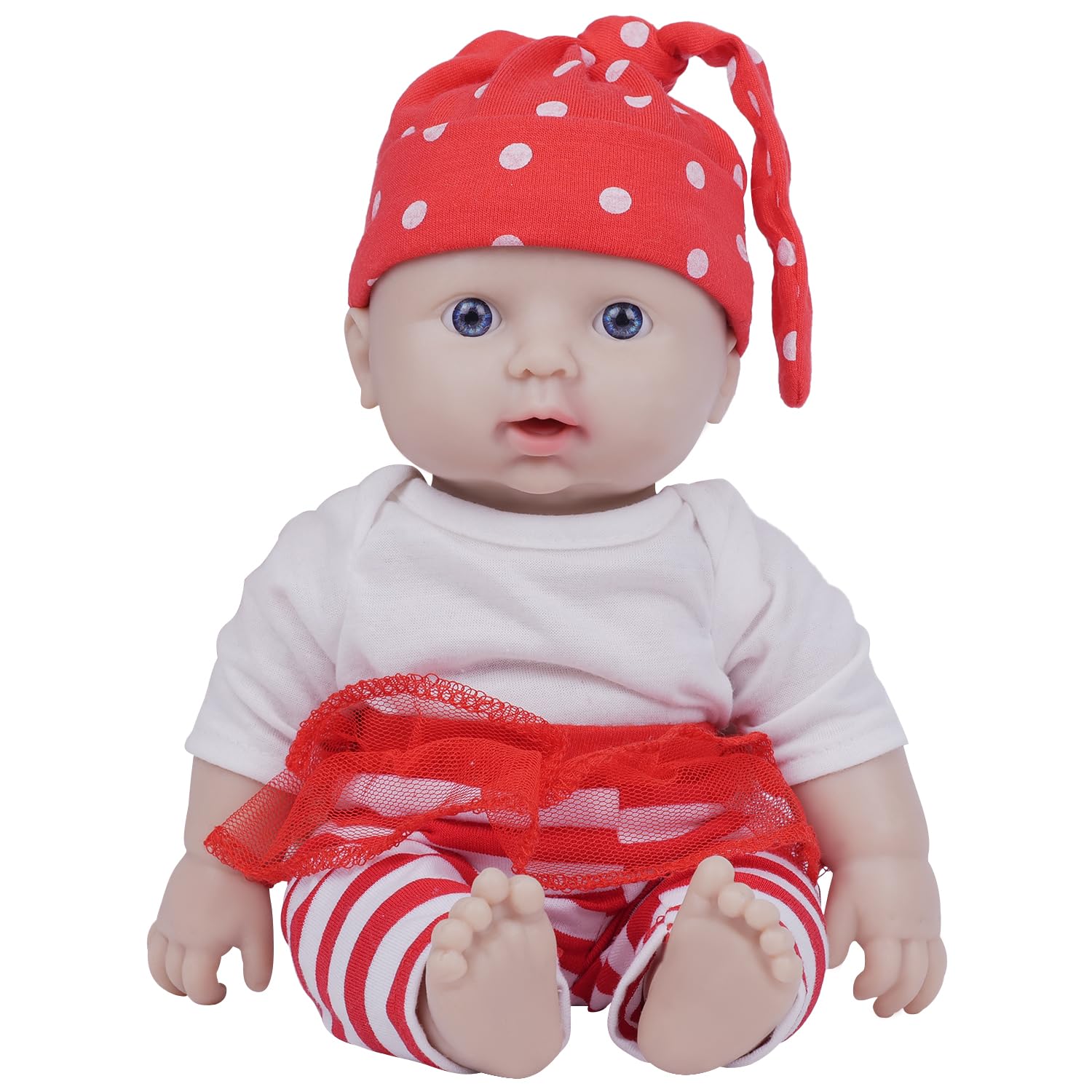 IVITA Full Body Silicone Reborn Baby Doll Newborn Baby Doll Open Mouth Handmade Blue Eyes Soft Baby Doll Girl (WG1539-29cm-1116g-Girl)